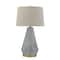 Hello Honey® Textured Blue Glaze Ceramic Table Lamp with Natural Linen Shade